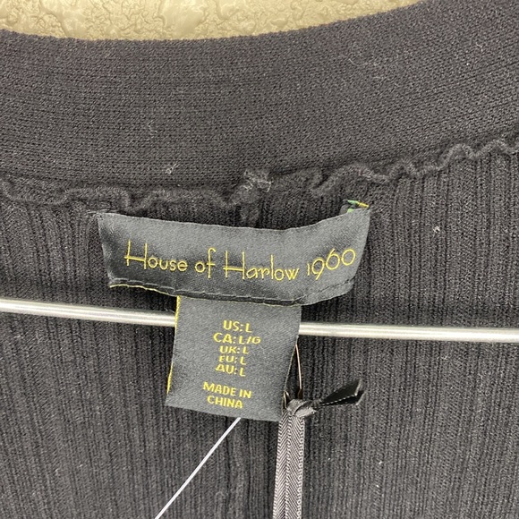 NWT House of Harlow 1960 Black Long Open Front Cardigan Size L - Picture 6 of 13